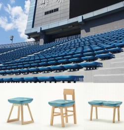 SAYONARA 国立競技場 FOR THE FUTURE カリモク 国立競技場の自由席シートが椅子に！ カリモク × 3組のデザイナーが